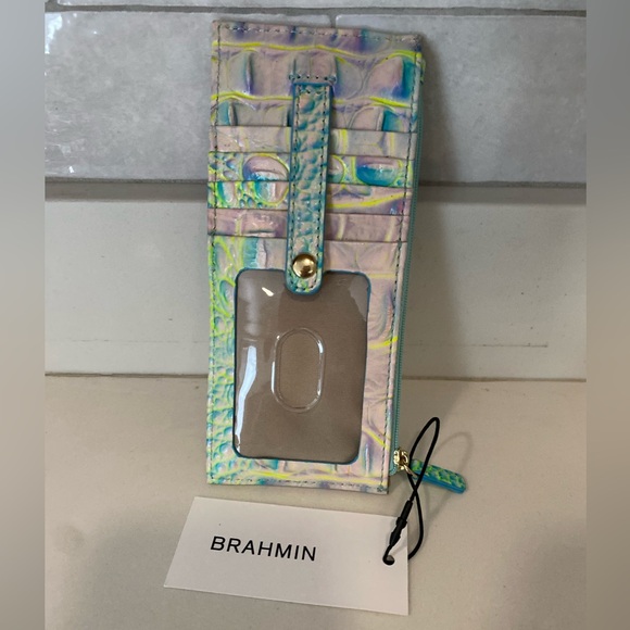 🆕 Brahmin Cotton Candy Ombré Credit Card Wallet Croc Embossed Leather - Picture 8 of 10